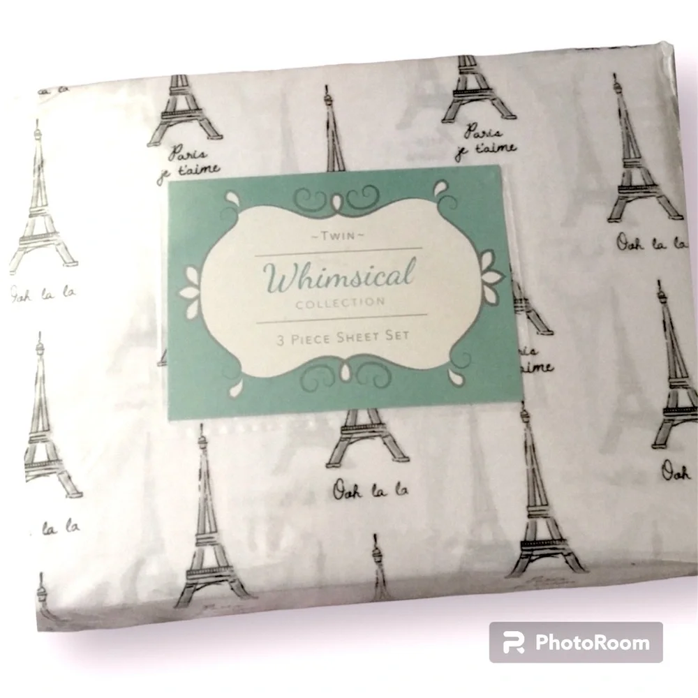 3 Piece Twin Sheet Set Paris France Eiffel Tower New
